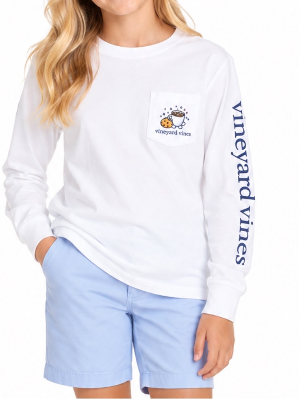Vineyard Vines Girls Long Sleeve Holiday Whale Hot Cocoa Graphic Shirt SZ LG EUC